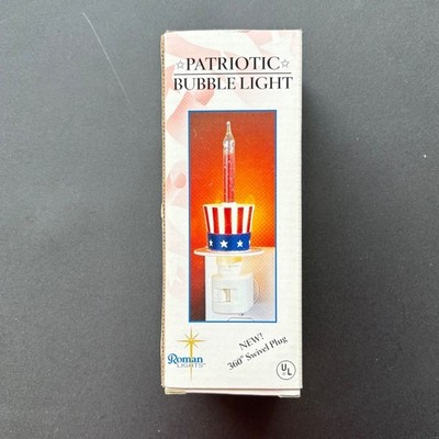 Roman Lights Patriotic Bubble Light Night Light Uncle Sam Hat Swivel Plug