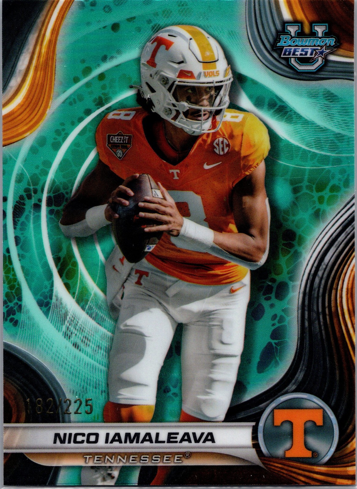 2024 Bowman University Best #90 Nico Iamaleava Aqua Refractor #/225