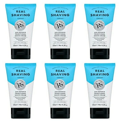 6 X The Real Shaving Company Traditional Shave Cream 125ml Anti-Ageing
