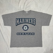 Vintage Seattle Mariners T Shirt Size XL 90s Logo MLB Tee Nutmeg Grey/Gray Adult