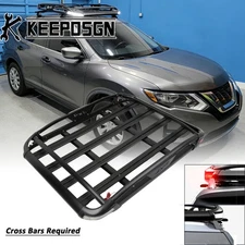For Nissan Rogue Aluminum Top Roof Rack Cargo Carrier Basket Holder LED Lights