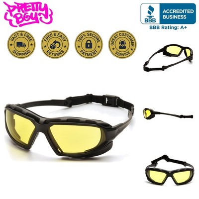 Highlander XP Safety Eyewear: Universal Fit Amber Anti-Fog Protective Goggles