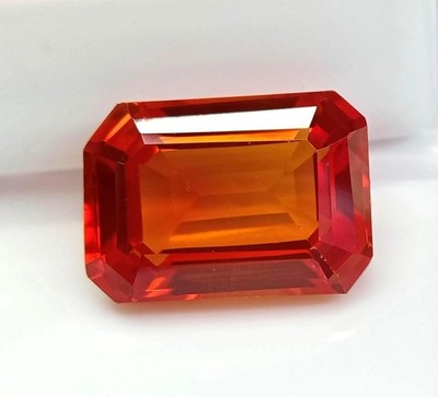 Natural 9.55 Ct EGL Certified Rare Orange Sapphire Emerald Cut Loose Gemstone