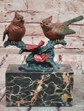 Luxury Milo Bronze Cardinal Pair Figurine Museum Quality Art Deco