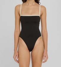 Bondi Born Women's Black Contrast Trim Harlow One-Piece Swimsuit Size M