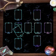 TAROT READING Cloth, CONSTELLATIONS Tarot Mat, Stars and Planets TAROT DECK MAT