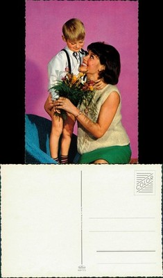 People Social Life Family Photos: Mother with Child, Son, Flowers 1970
