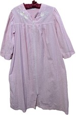 Collette By Miss Elaine Robe S Pink Embroidered Zip Up Night Gown Housecoat