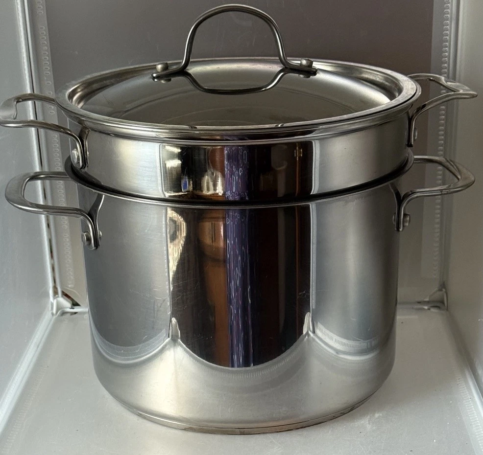 Kenmore Stainless Steel Induction Ready Stockpot 8 qt w/Lid & Steamer Insert VGC