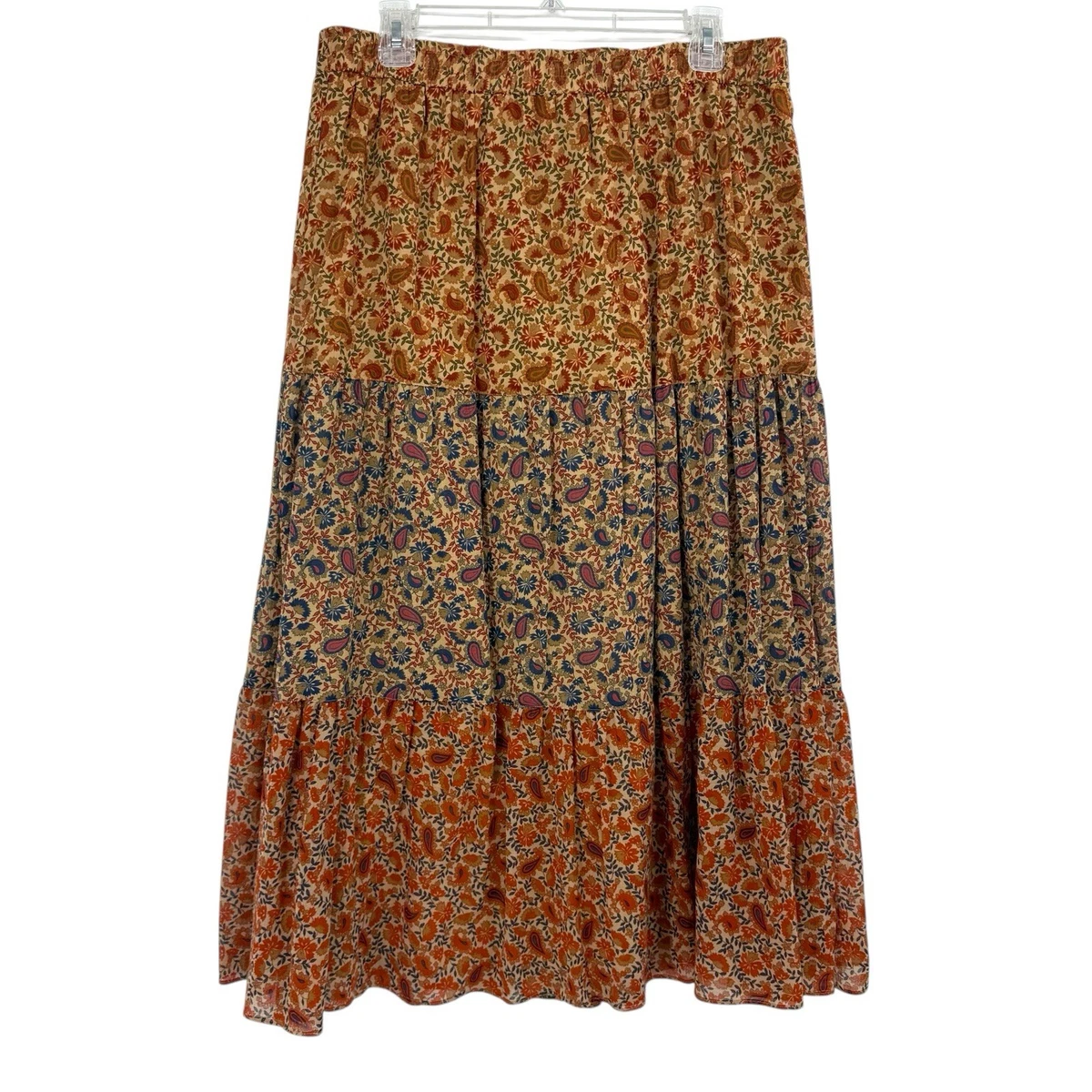Girstunm Women's Pleated Floral Print A-Line Midi Skirt With Pockets - Vintage Style, High Waist, Red-Swan