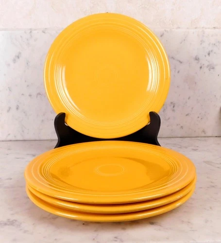 Set of 4 Vintage Homer Laughlin Fiestaware FIESTA YELLOW Dinner Plates