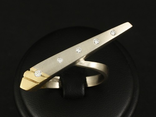Extravaganter Brillant Zweifinger Ring Große Ringweite 64 13,8g 750/- Weißgold