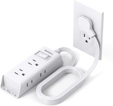 "6ft Ultra Flat Extension Cord 6 Outlet Power Strip ETL Listed No Surge"