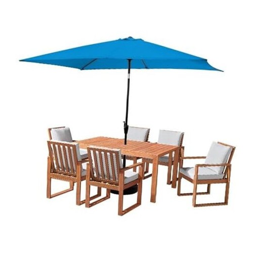 Weston 8-Piece Outdoor Dining Set with Eucalyptus Table, 6 Chairs, and 10-Foot