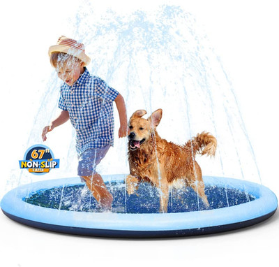 67'' Non-Slip Splash Pad for Kids and Dogs, Thickened Sprinkler Pool for Toddlers