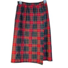 Vintage Tartan Plaid Wrap Midi Skirt 13/14 Academia Classic
