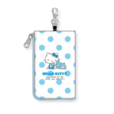 BLKT-013 Sanrio Characters Key & Pass Pouch Blue Hello Kitty Phone Dot