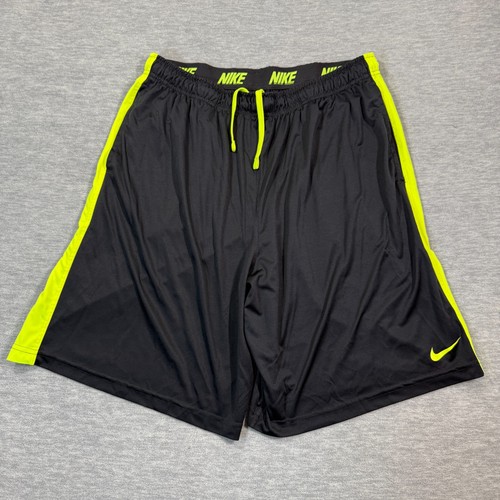Nike Dri-Fit Shorts Herren XXL schwarz neongrün Training Mesh leicht Gym