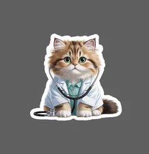 Cat Doctor Sticker Waterproof Decal Medical Med Hospital Sick Gift NEW