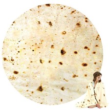 Burritos Tortilla Blanket 2.0 Double Sided, Giant 71' Round Novelty Food Blan...