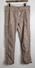 Sundance Catalog Linen Blend Lace Trim Pants Size 16 Note No Tag  Small Hole