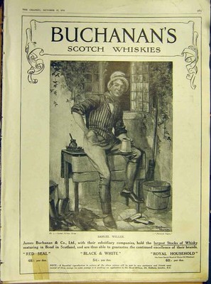 Old Antique Print Advert Buchanan'S Scotch WhiskiesDickens Weller 1914