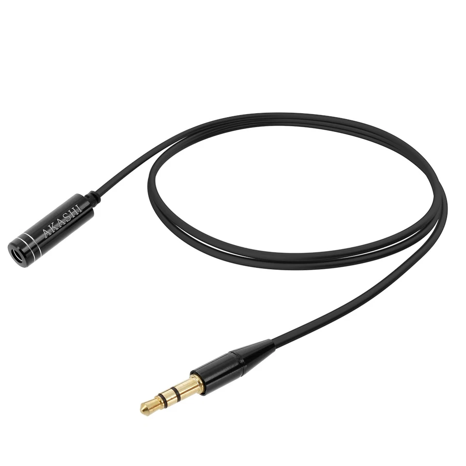 Cable Audio auxiliar universal macho-hembra 3,5 mm Longitud 1M Akashi - Negro - Imagen 2 de 4