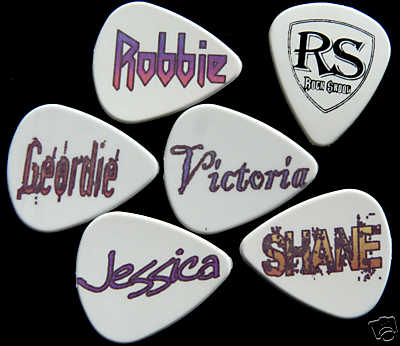 12 x custom name PERSONALISED PLECTRUMS PICKS electric acoustic guitar - Afbeelding 1 van 1