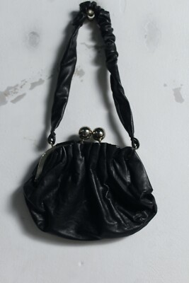 Damen y2k Mini Kunstleder Schultertasche Clutch Tasche - Schwarz (ba42)