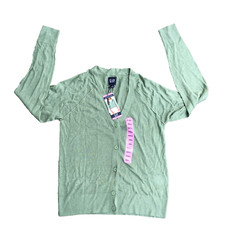 NWT Gap Women Linen Blend Cardigan Sweater Button Up Loden Frost Small Green