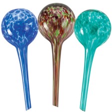 Set of 3 Colorful Self Watering Glass Globes For Plants Flower Garden Home Decor