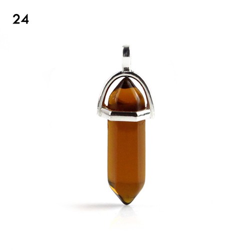 Natural Gemstones Stone Hexagonal Pointed Chakra Healing Pendant Necklaces * - Foto 34 di 44