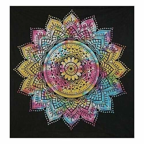 Star Ombre Mandala Hippie Cotton Boho Window Door Curtains Balcony Wall Hanging - Image 4 of 4
