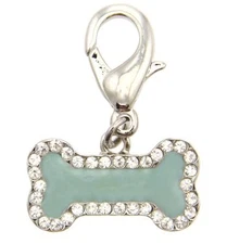 SALE!! Light Green Enamel D-Ring Bone Pet Collar Charm, Purse Charm, Zipper Pull