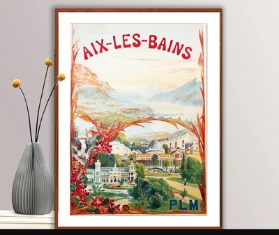 Aix Les Bains, France Vintage Travel Poster - Poster Paper