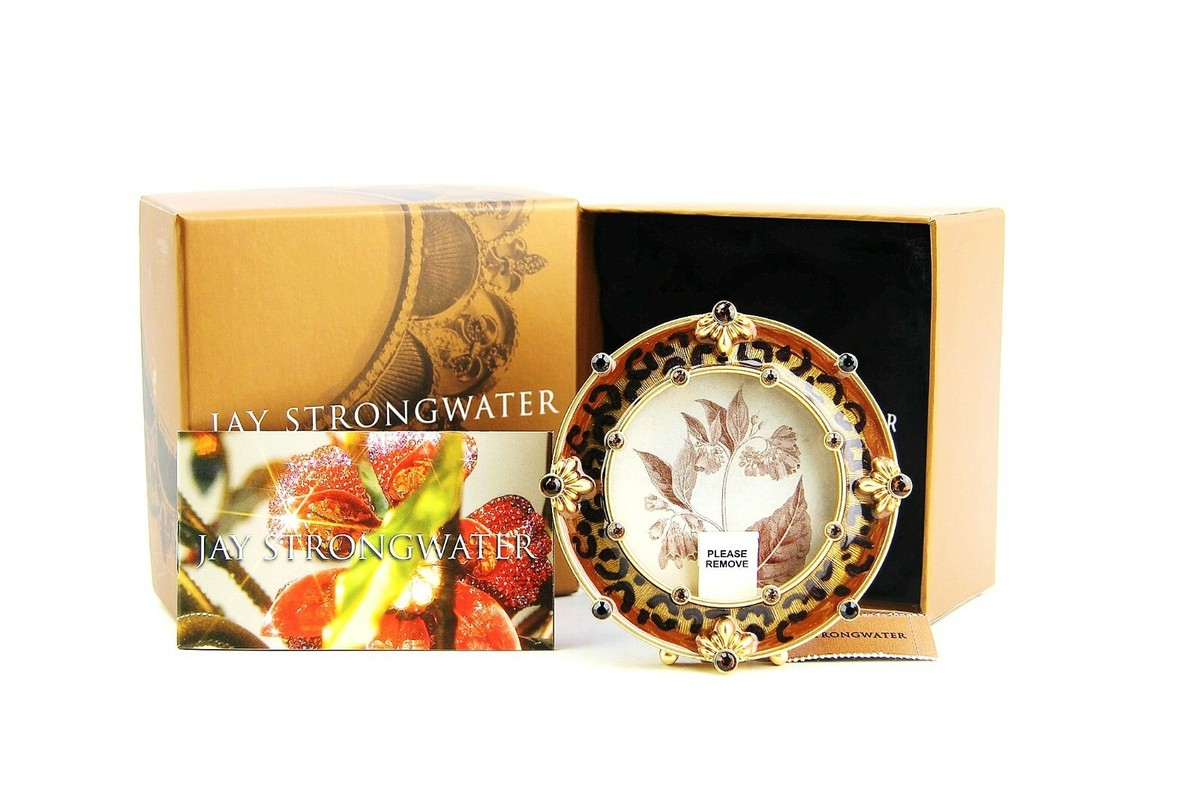 JAY STRONGWATER TIGER EYE AGATHA ROUND ENAMEL & SWAROVSKI CRYSTALS