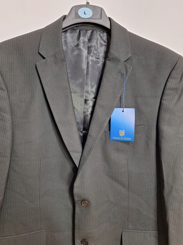 Aston & Gunn Pinstripe Long Suit Jacket Blazer Men Size 44 Black New RRP 80,00 - Picture 2 of 13