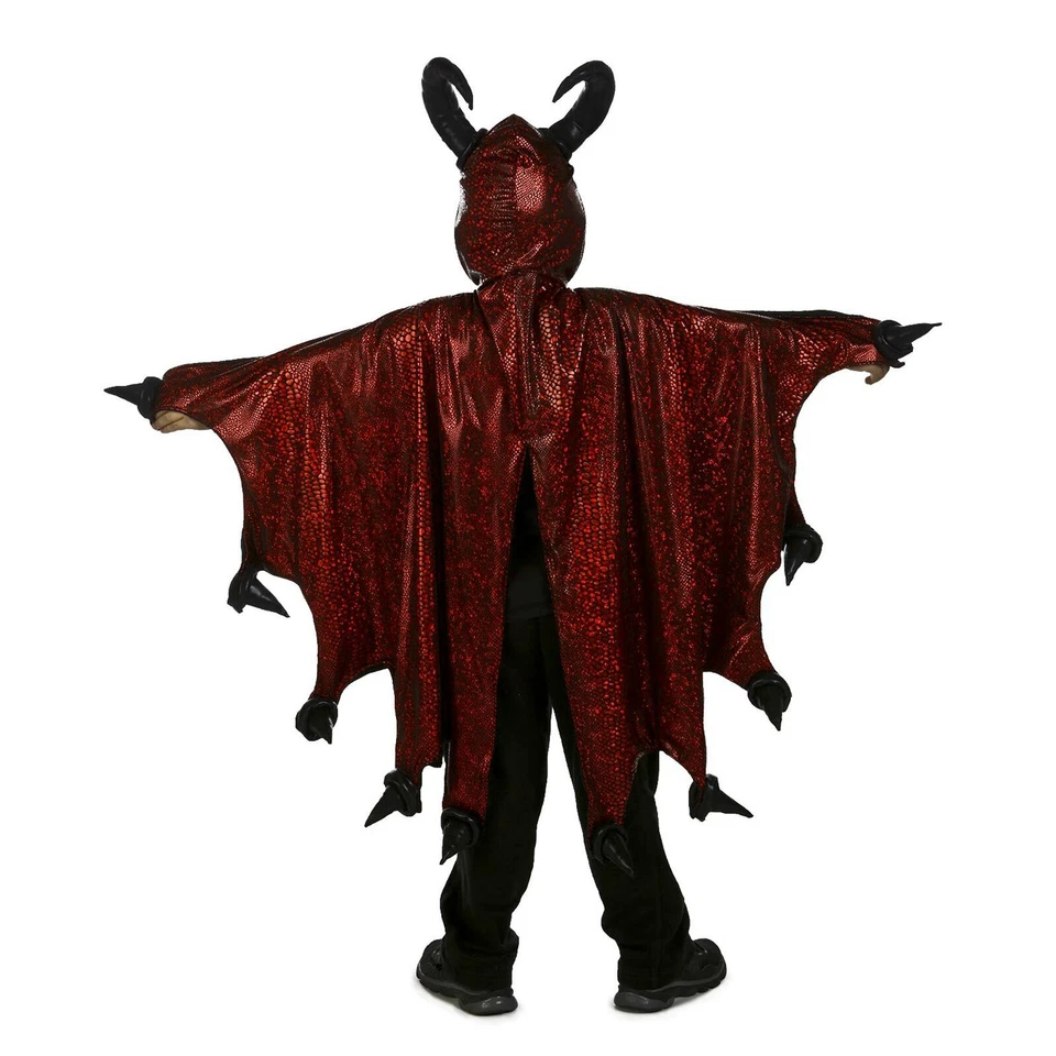 Niño Niño Niño Diablo Demonio Rojo Dragón Diablo Halloween Disfraz Con Capucha Cuerno Capa Foto 2 de 3