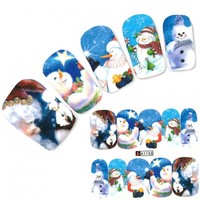 Tattoo Nail Art Schneemann Santa Claus Aufkleber Nagel Sticker