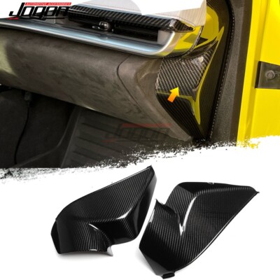 Pair Carbon Fiber Dashboard End Corner Cover For Corvette C8 Coupe HTC Z51 20-24