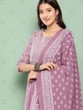 Ethnic Motifs Printed Empire Gotta Patti Kurta with Trousers  With Dupatta