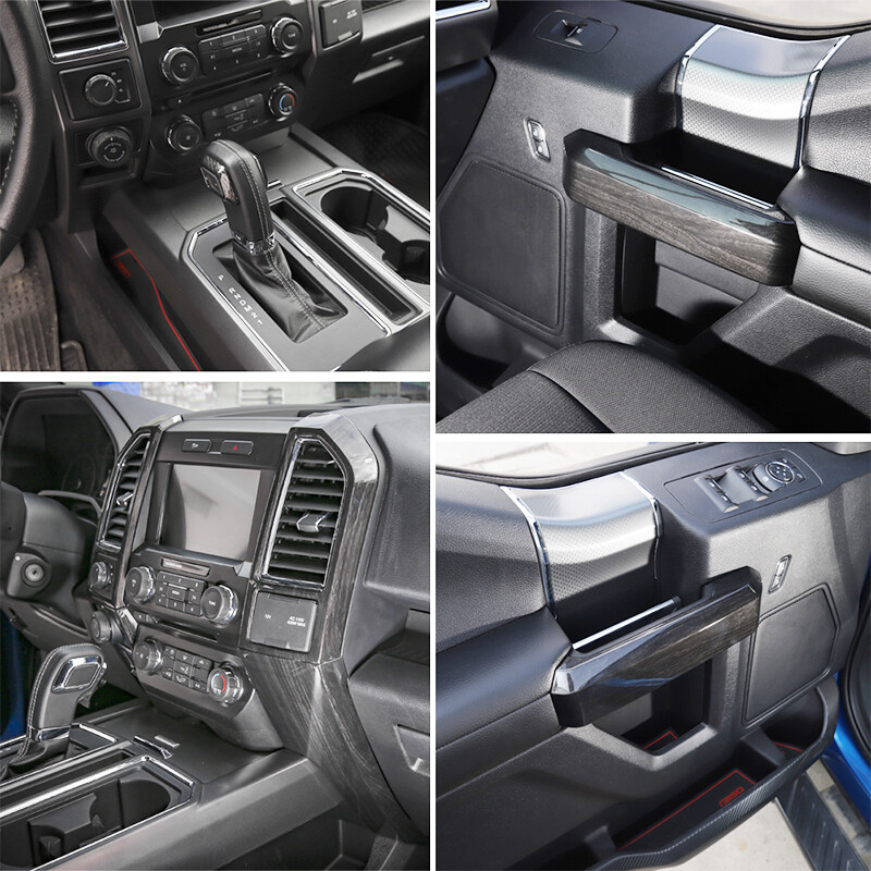 10x Center Panel Decoration Cover Trim Frame Kit for Ford F150 15-20 Wood Grain