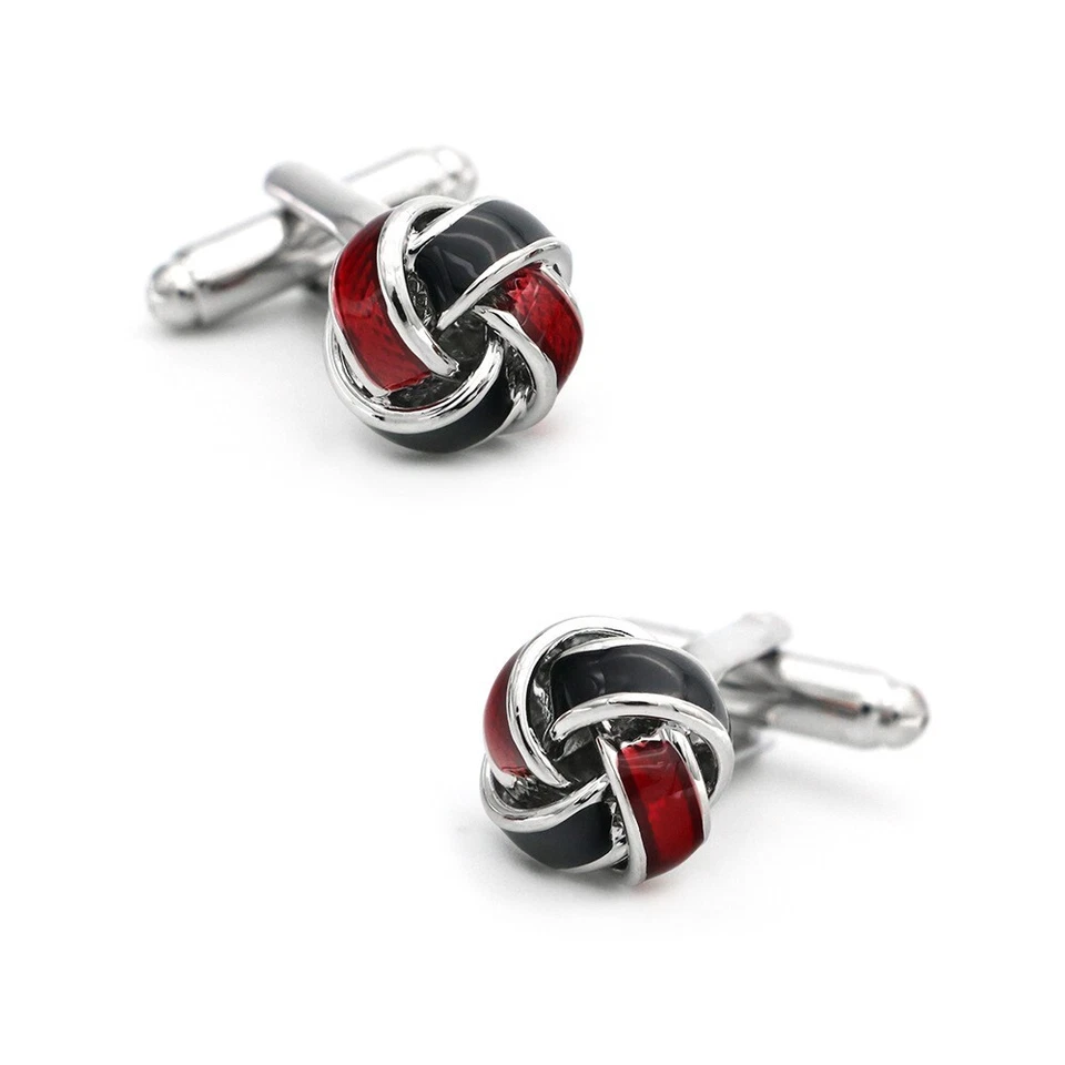 Mens Cufflinks Red Vintage Cuff Buttons Cross Shape Knotted Formal Wedding Wear - Image 3 of 4