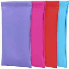 4Pk Leather Glasses Case Squeeze Top Sunglasses Sleeve Pouches Eyeglasses Holder