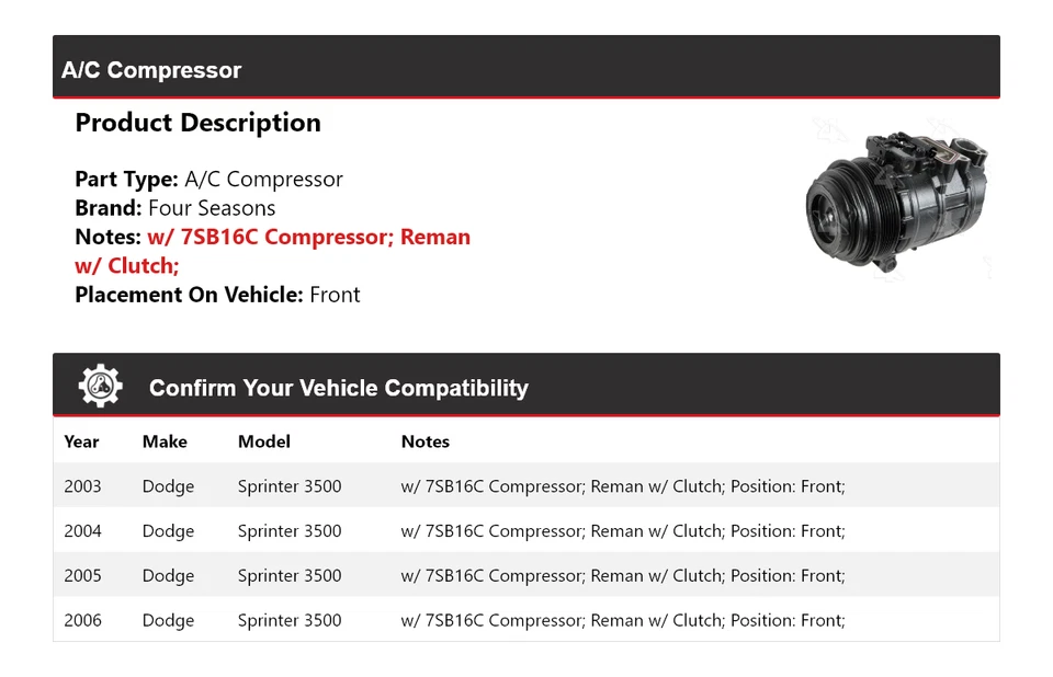 Para 2003-2006 Dodge Sprinter 3500 A/C Compressor Frontal 4 Estações 2004 2005 - Imagem 2 de 4