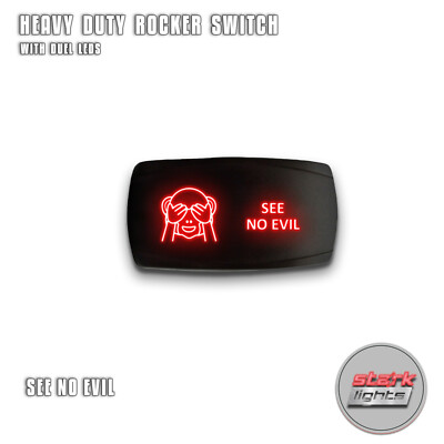 RED HORIZONTAL LED Rocker Switch 5 Pin Dual Light 20A 12V ON / OFF ...