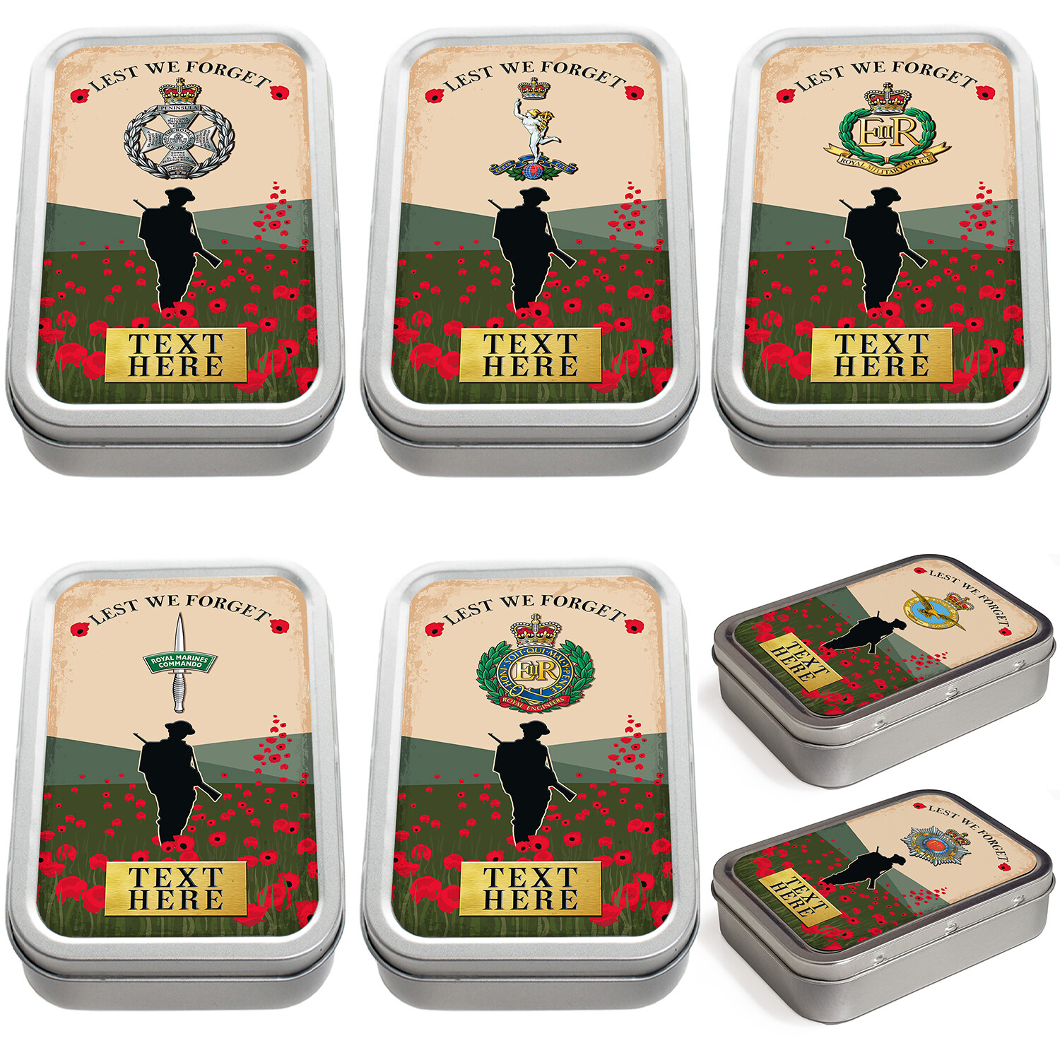 Personalised Military Tobacco Tin 2oz Pill Box Remembrance Veteran Official Gift