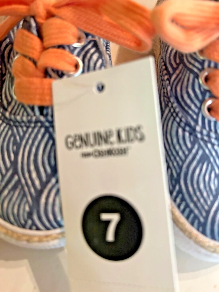 NUEVO CON ETIQUETAS Oshkosh Genuino Niños Azul Gris Tenis Zapatos Talla 7 Naranja Cordones Remolinos Foto 2 de 4