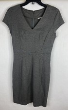 Halogen Womens Dress 6 Gray Sheath V Neck Short Sleeve Stretch Exposed Zipper