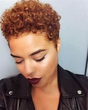 Short Pixie Cut Wigs for Black Women Brown Afro Short Curly Wavy Wig Natural Wig